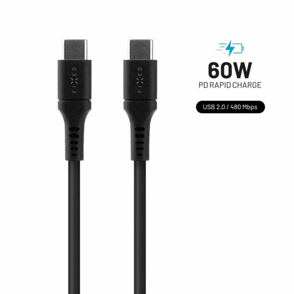 Fixed Kabel Liquid Silicone USB-C/USB-C 0,5 m Sort