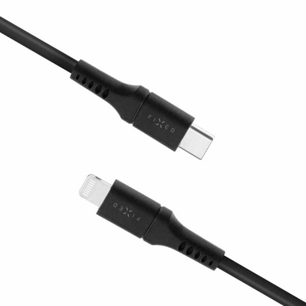 Fixed Kabel Liquid Silicone USB-C/Lightning 1,2m Sort