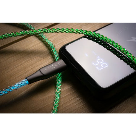 Fast kabel Lysende RGB LED USB-C til USB-C 1.2m