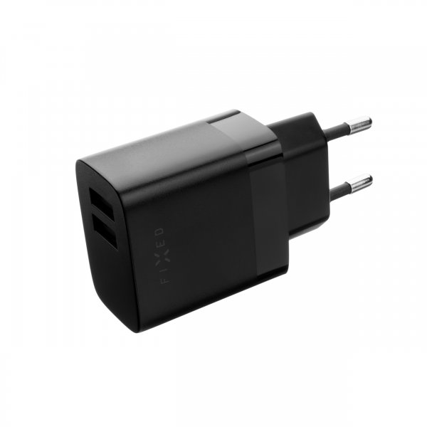 Fixed Oplader 2xUSB-A 17W Sort
