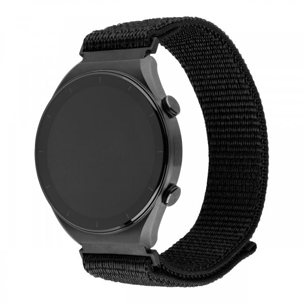 Fast Samsung Galaxy Watch 20 mm armbånd, sporty nylonrem, sort