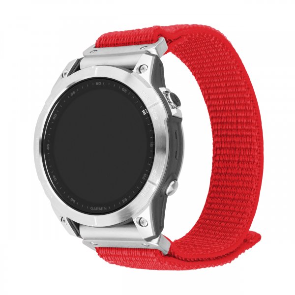 Fastgjort Garmin QuickFit 22mm Armbånd Nylonrem Rød