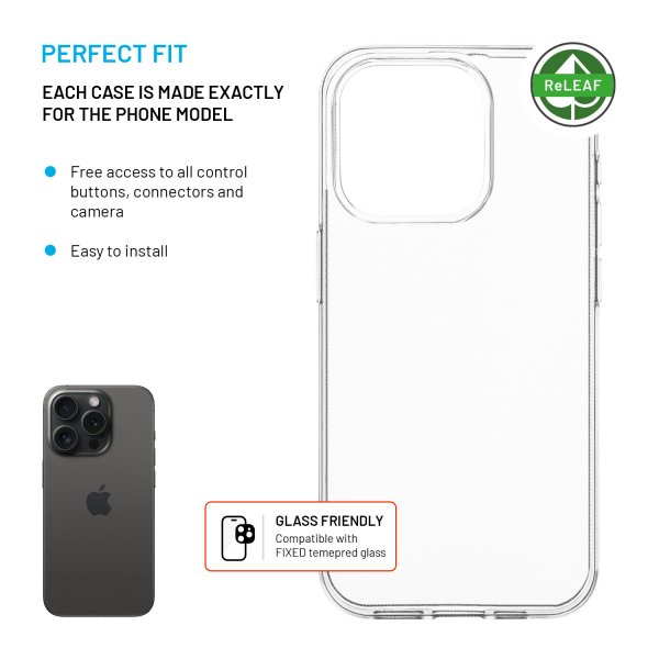 Fixed iPhone 15 Pro Cover ReStory Transparent