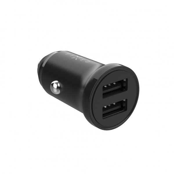 Fast minibiloplader med Lightning-kabel 1m 15W Sort