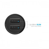 Fast minibiloplader med Lightning-kabel 1m 15W Sort