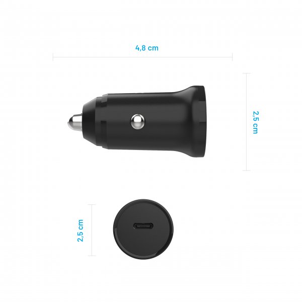 Fast billader med USB-C-kabel 1m 20W PD Sort