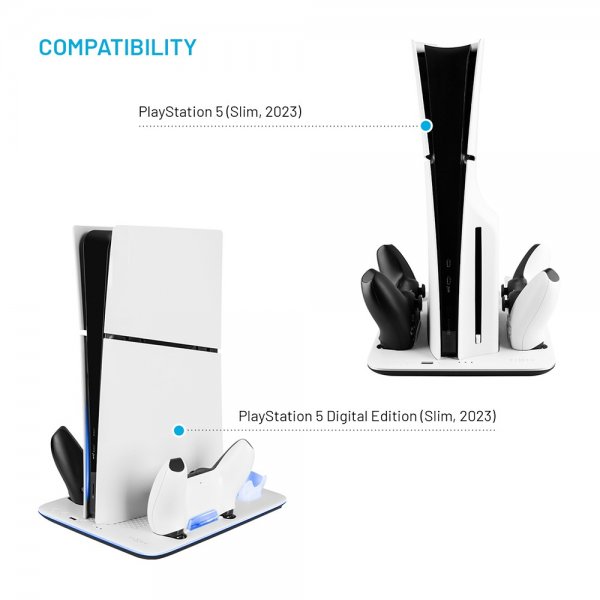 Faste Multifunktionel PS5 Slim køle-/ladestation