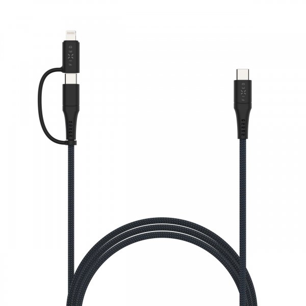 Fixed Kabel 2i1 USB-C/Lightning 60W 3m Sort
