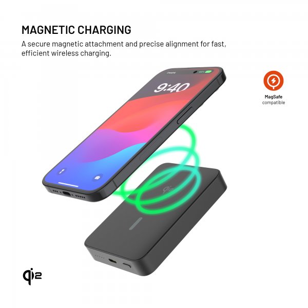 Fixed MagSafe Powerbank MagZen 10 Crystal Qi2 Sort