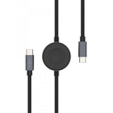 Fast USB-C kabel med Smartwatch-opladning 1.5m Sort