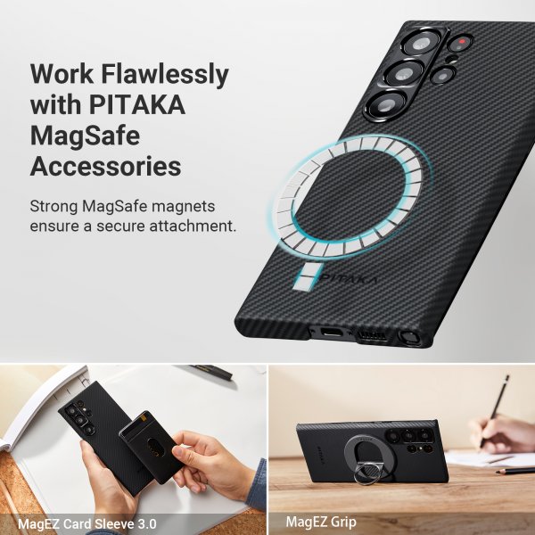 Pitaka Samsung Galaxy S23 Ultra Cover MagEZ Case 3 Black/Grey Twill