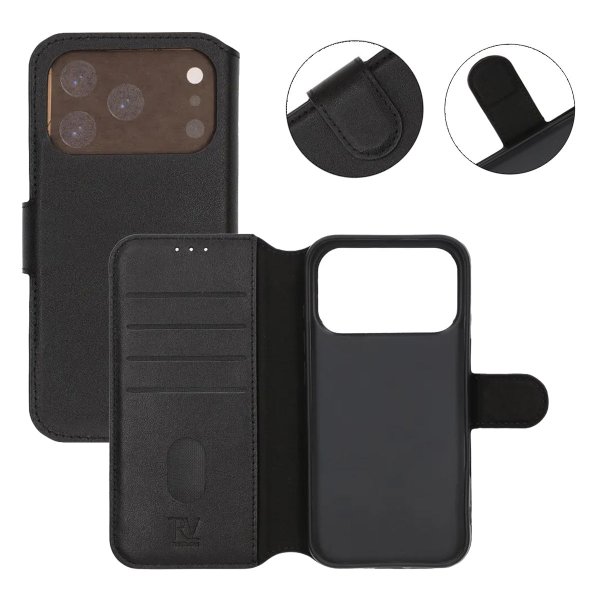 Rvelon iPhone 17 Pro Max Cover Ægte Læder Sort