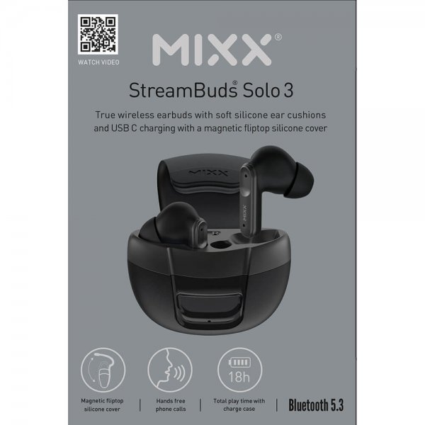 Mixx Høretelefoner StreamBuds Solo 3 TWS Sort