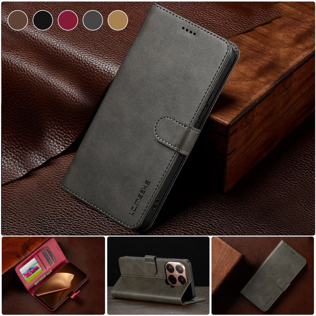 Lc.Imeeke Xiaomi 17T Pro Etui med Kortholder Stativfunktion Grå