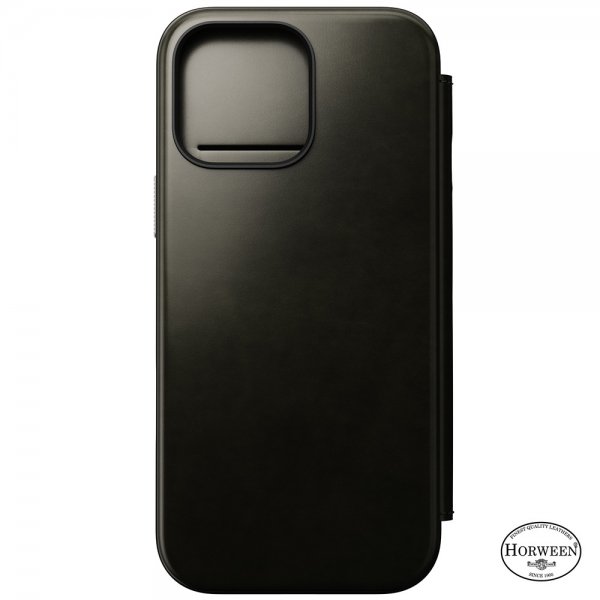 Nomad iPhone 16 Pro Max Cover Modern Leather Folio Horween Green Chrome
