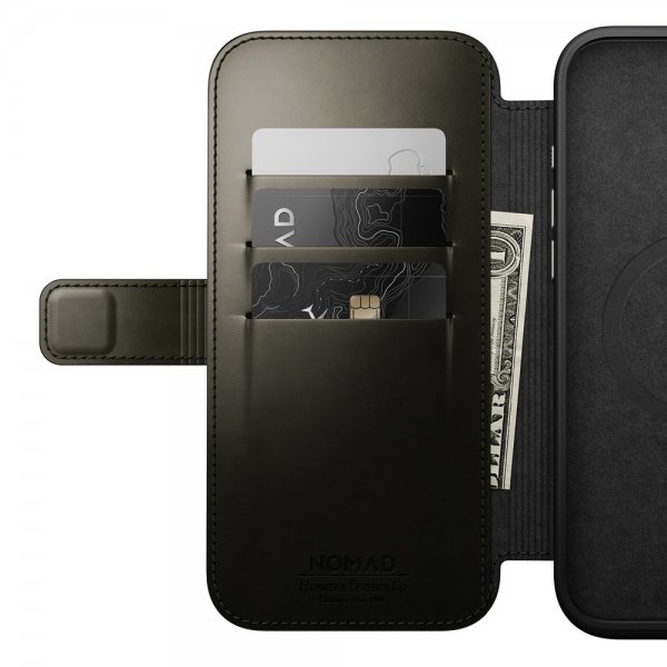 Nomad iPhone 16 Pro Max Cover Modern Leather Folio Horween Green Chrome