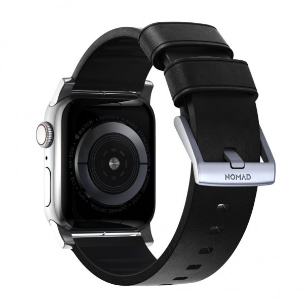 Nomad Apple Watch 44/45/46mm/Apple Watch Ultra Active Band Pro Sort med Sølv Hardware