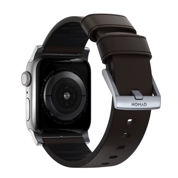 Nomad Apple Watch 44/45/46mm/Apple Watch Ultra Rem Active Band Pro Silver Hardware Classic Brown