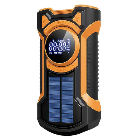Just in Case 5000 mAh Powerbank/Nødradio med solcelle og håndsving Sort/Orange