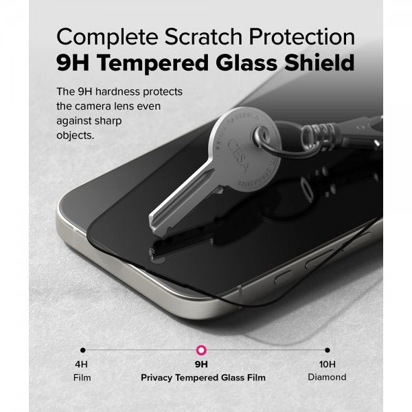 Ringke iPhone 16 Pro Skærmbeskyttelse Easy Slide Privacy 2-pak