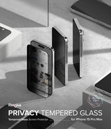 Ringke iPhone 15 Pro Max Skærmbeskytter Privacy Hærdet Glas Installationsramme