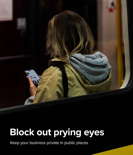 Ringke iPhone 15 Pro Max Skærmbeskytter Privacy Hærdet Glas Installationsramme