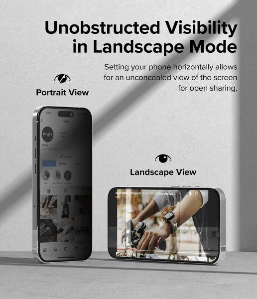 Ringke iPhone 15 Pro Max Skærmbeskytter Privacy Hærdet Glas Installationsramme