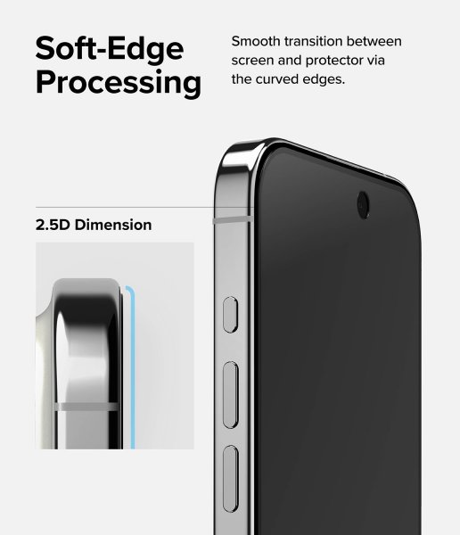 Ringke iPhone 15 Pro Max Skærmbeskytter Privacy Hærdet Glas Installationsramme
