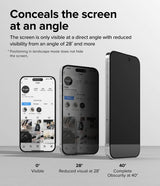 Ringke iPhone 15 Pro Skærmbeskyttelse Privacy Hærdet Glas Installationsjig