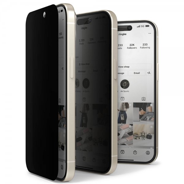 Ringke iPhone 15 Plus Skærmbeskytter Privacy Hærdet Glas Installationsjig
