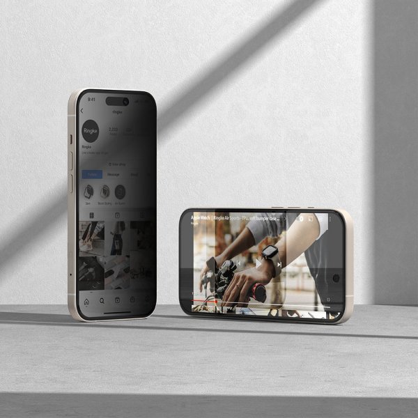 Ringke iPhone 15 Plus Skærmbeskytter Privacy Hærdet Glas Installationsjig