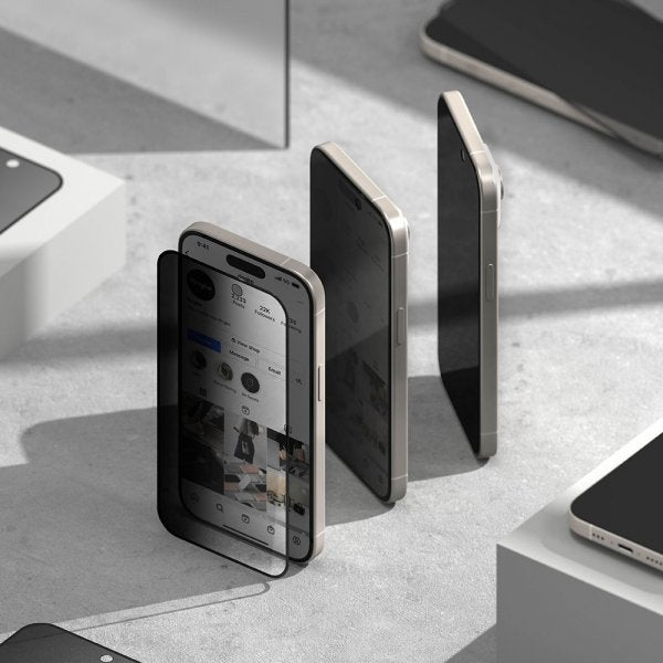 Ringke iPhone 15 Plus Skærmbeskytter Privacy Hærdet Glas Installationsjig