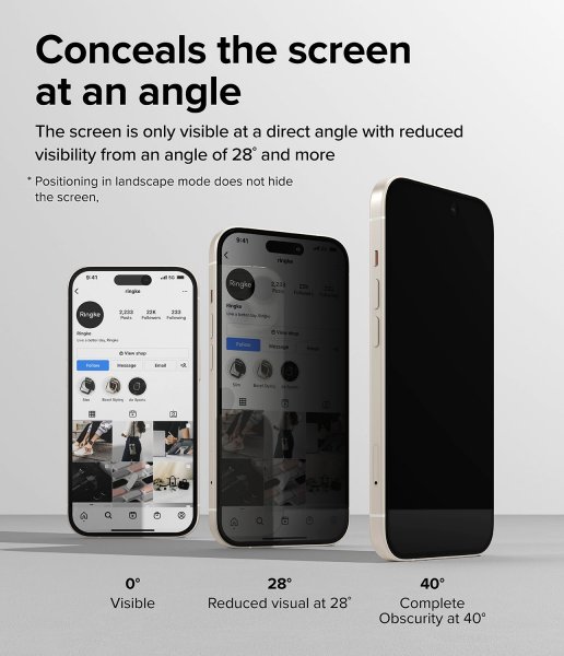 Ringke iPhone 15 Plus Skærmbeskytter Privacy Hærdet Glas Installationsjig
