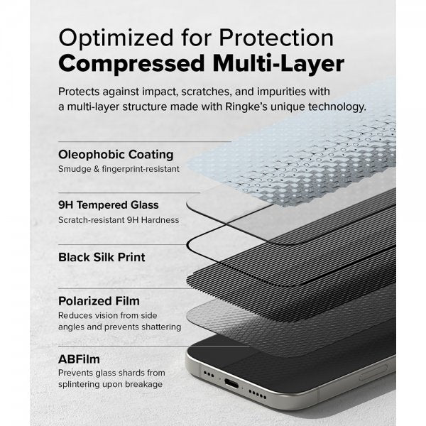 Ringke iPhone 16 Pro Max Skærmbeskyttelse Easy Slide Privacy 2-pak
