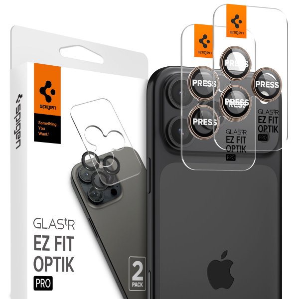 Spigen iPhone 16 Pro/Pro Max/17 Pro/Pro Max Kamerabeskyttelse GLAS.tR EZ Fit Optik Pro 2-pak Desert Titanium