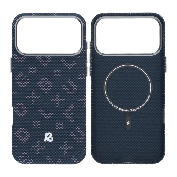 iPhone 17 Pro Cover Aramidfiber MagSafe Tekst Blå