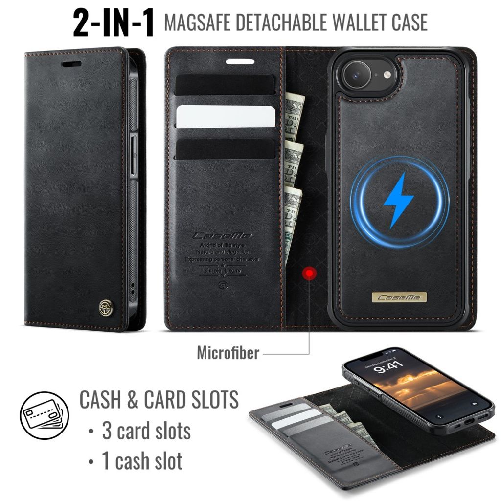 CaseMe iPhone 16e/iPhone 17e Etui C49 Series Sort