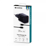 Champion Oplader med kabel Fast Charger Kit USB-C til Lightning 20W Sort