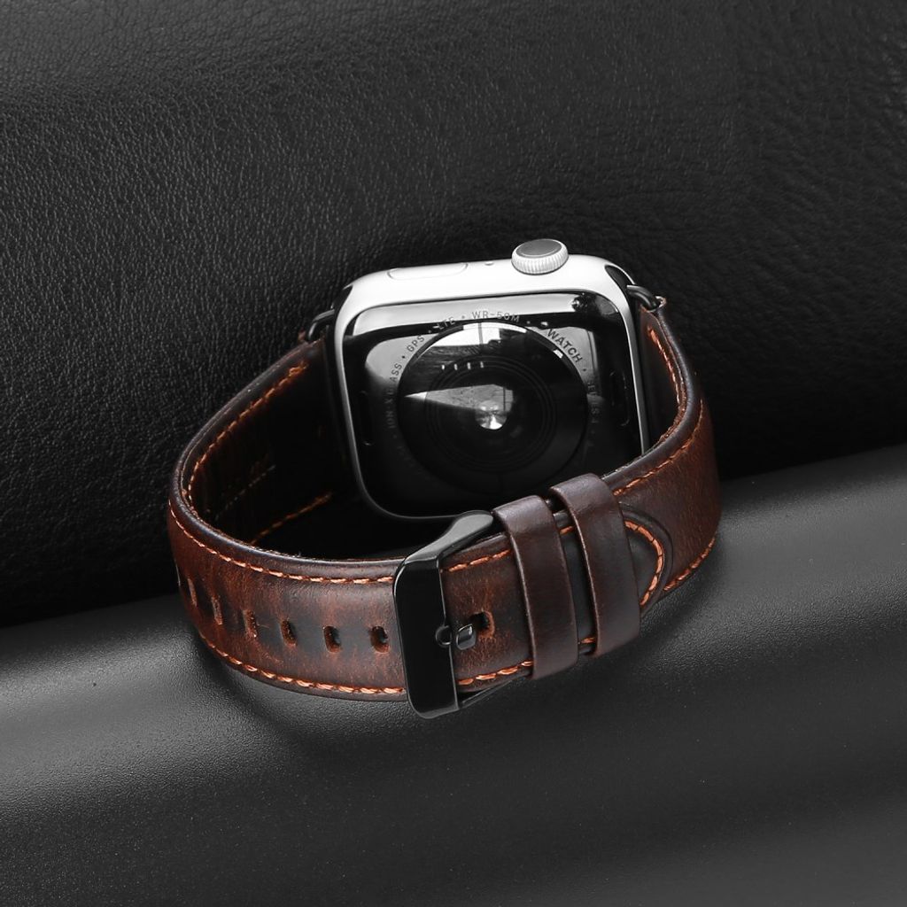 Dux Ducis Apple Watch 44/45/46mm/Ultra 49mm Armbånd Ægte Læder Mørkebrun