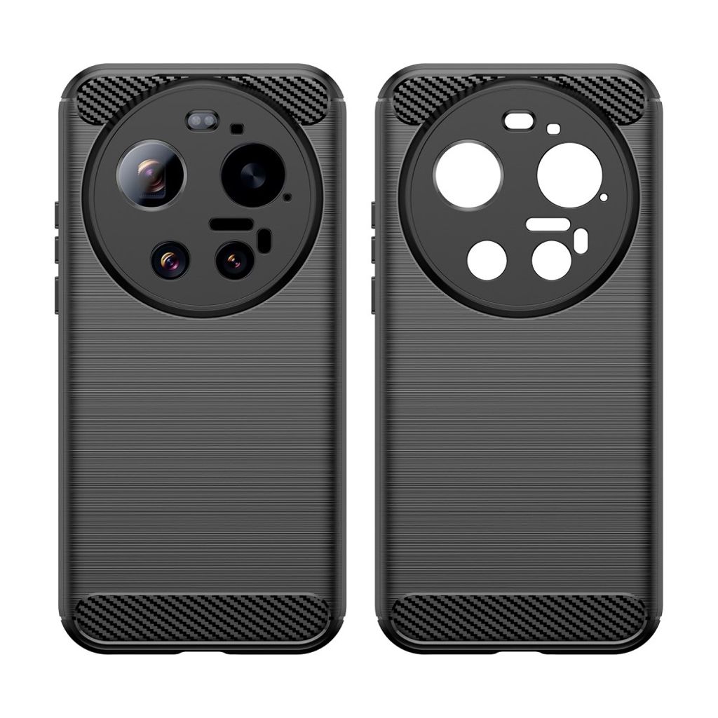 Xiaomi 17 Ultra Cover Børstet Kulfiber-tekstur Sort