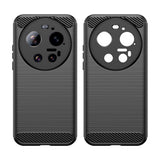 Xiaomi 17 Ultra Cover Børstet Kulfiber-tekstur Sort