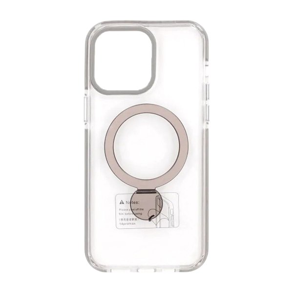iPhone 14 Pro Cover Ringstativ MagSafe Sort Transparent