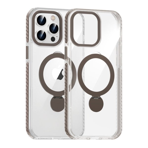 iPhone 14 Pro Max Cover Ringstativ MagSafe Sort Transparent