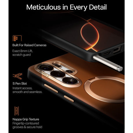 Torras Samsung Galaxy S26 Ultra Cover Ostand Q3 Vegskin Amber Brown