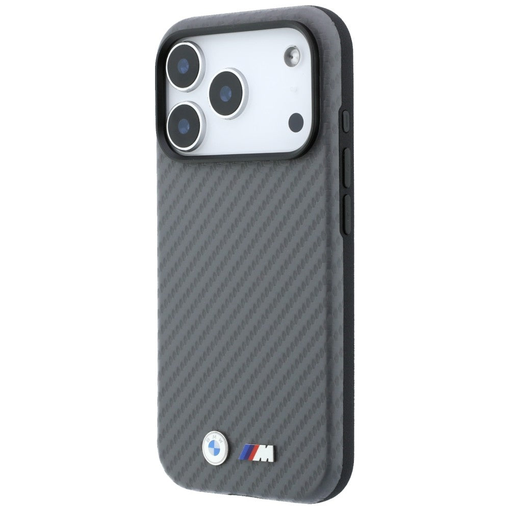 BMW iPhone 18 Pro Cover M Carbon Metal Logo Grå