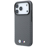 BMW iPhone 18 Pro Cover M Carbon Metal Logo Grå