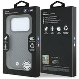 BMW iPhone 18 Pro Cover M Carbon Metal Logo Grå