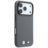 BMW iPhone 18 Pro Max Cover M Carbon Metal Logo Grå