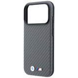 BMW iPhone 18 Pro Max Cover M Carbon Metal Logo Grå