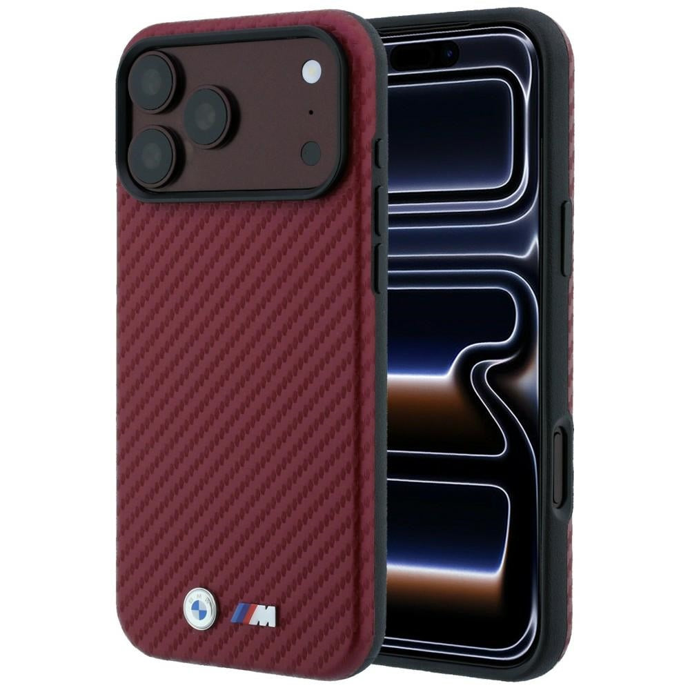 BMW iPhone 17 Pro/iPhone 18 Pro Cover M Carbon Metal Logo Burgundy